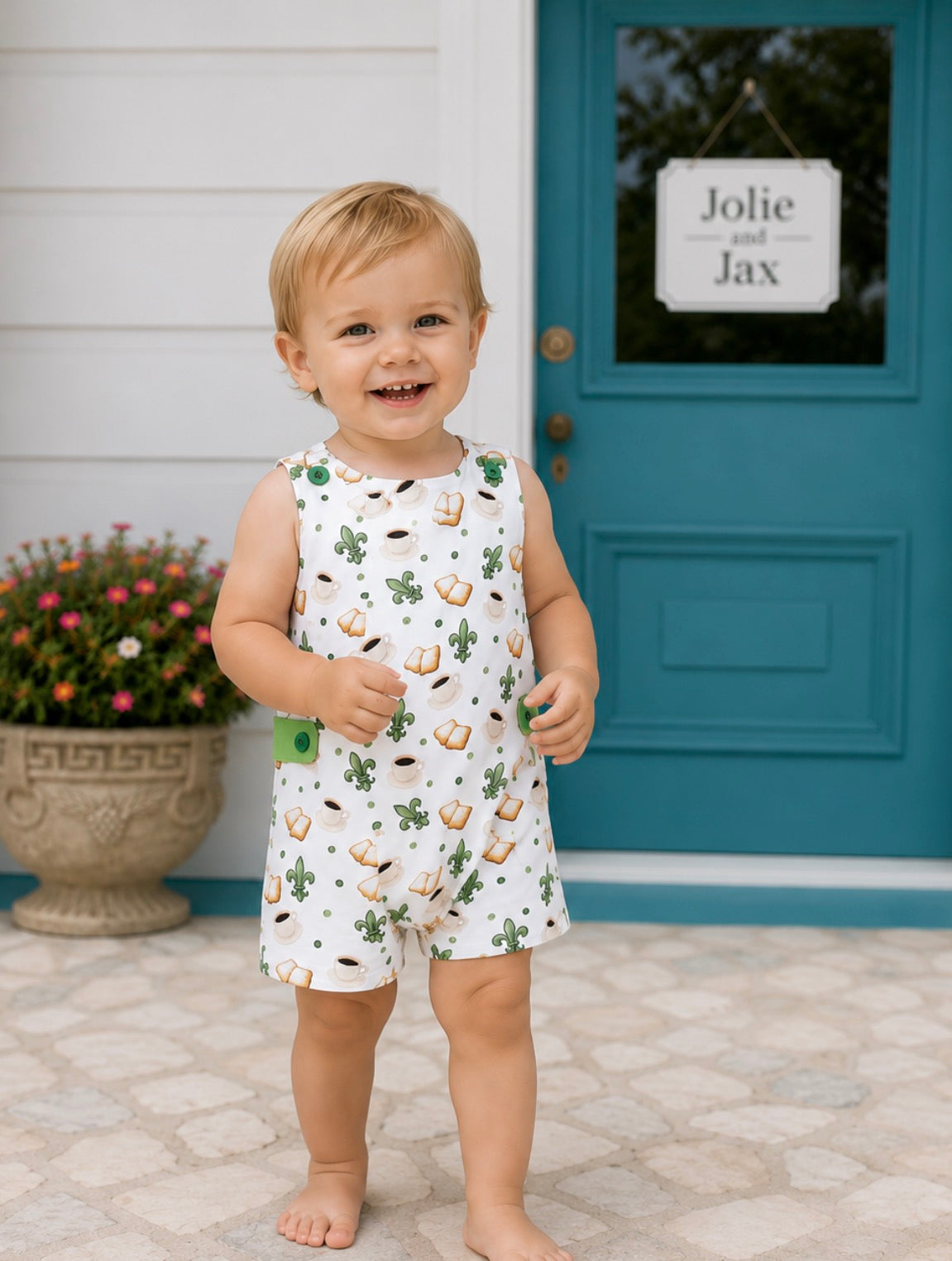 New Orleasn Beignets donuts and coffee cafe du mone french quarter baby outfit