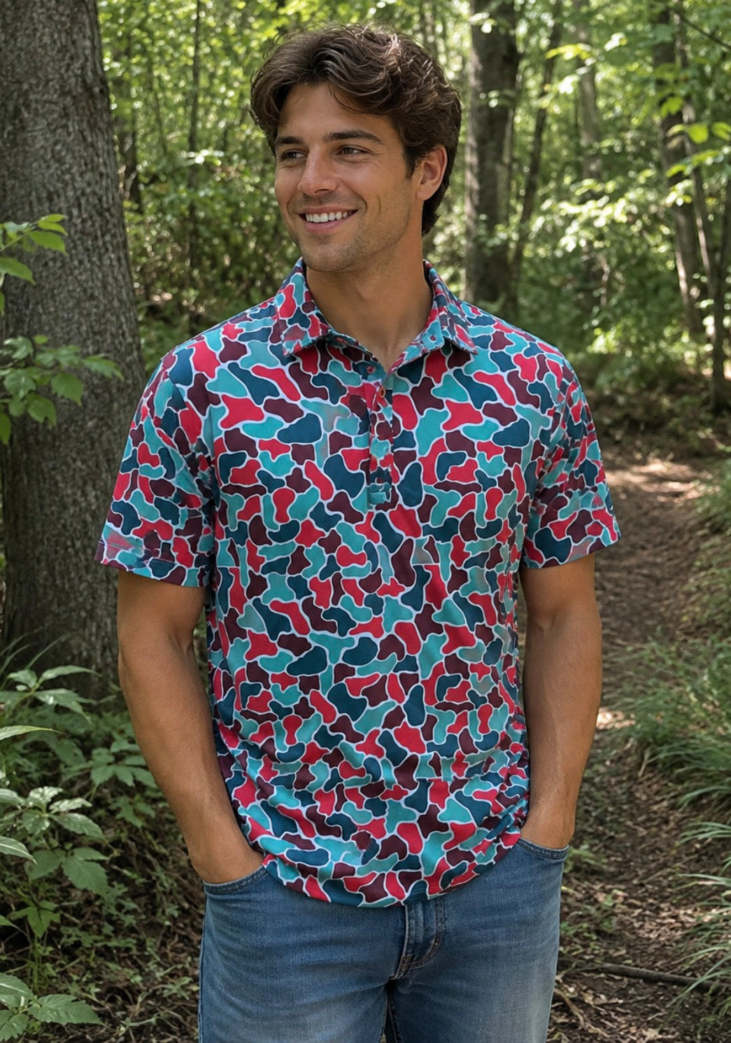christmas camo shirt hunting mens polo bayou woods outdoors