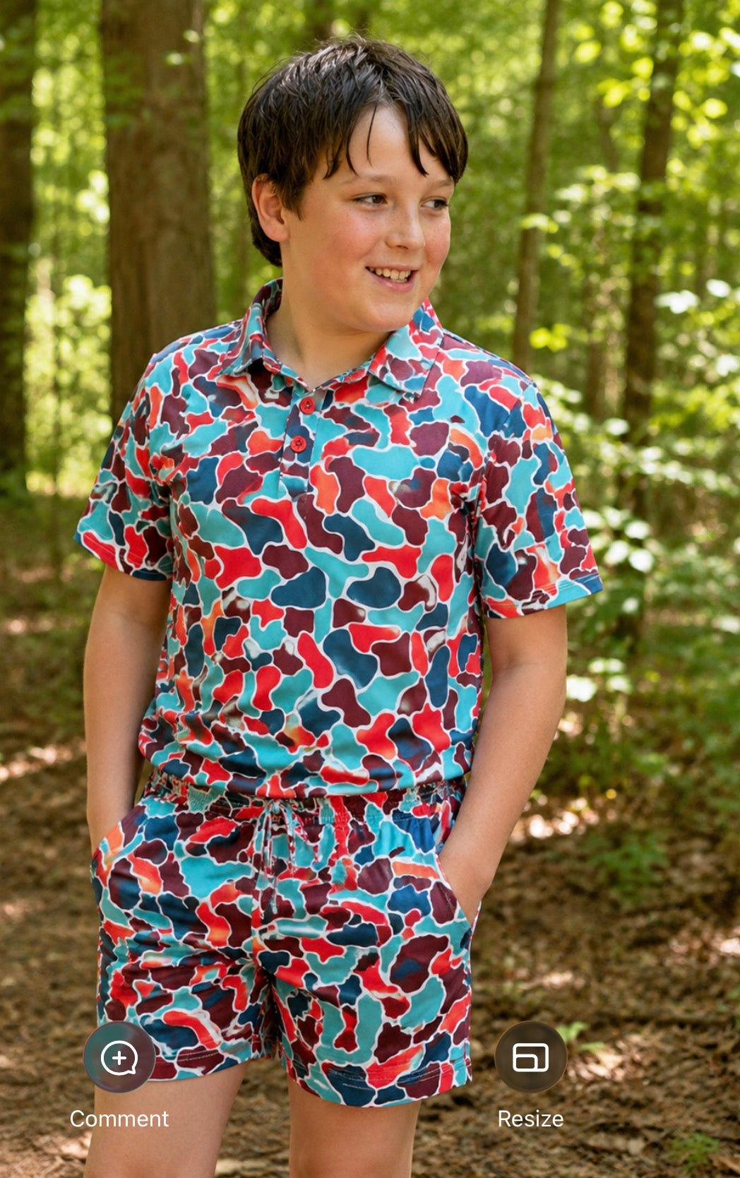 camo camouflage kids polo shirt hunting woods Louisiana Southern