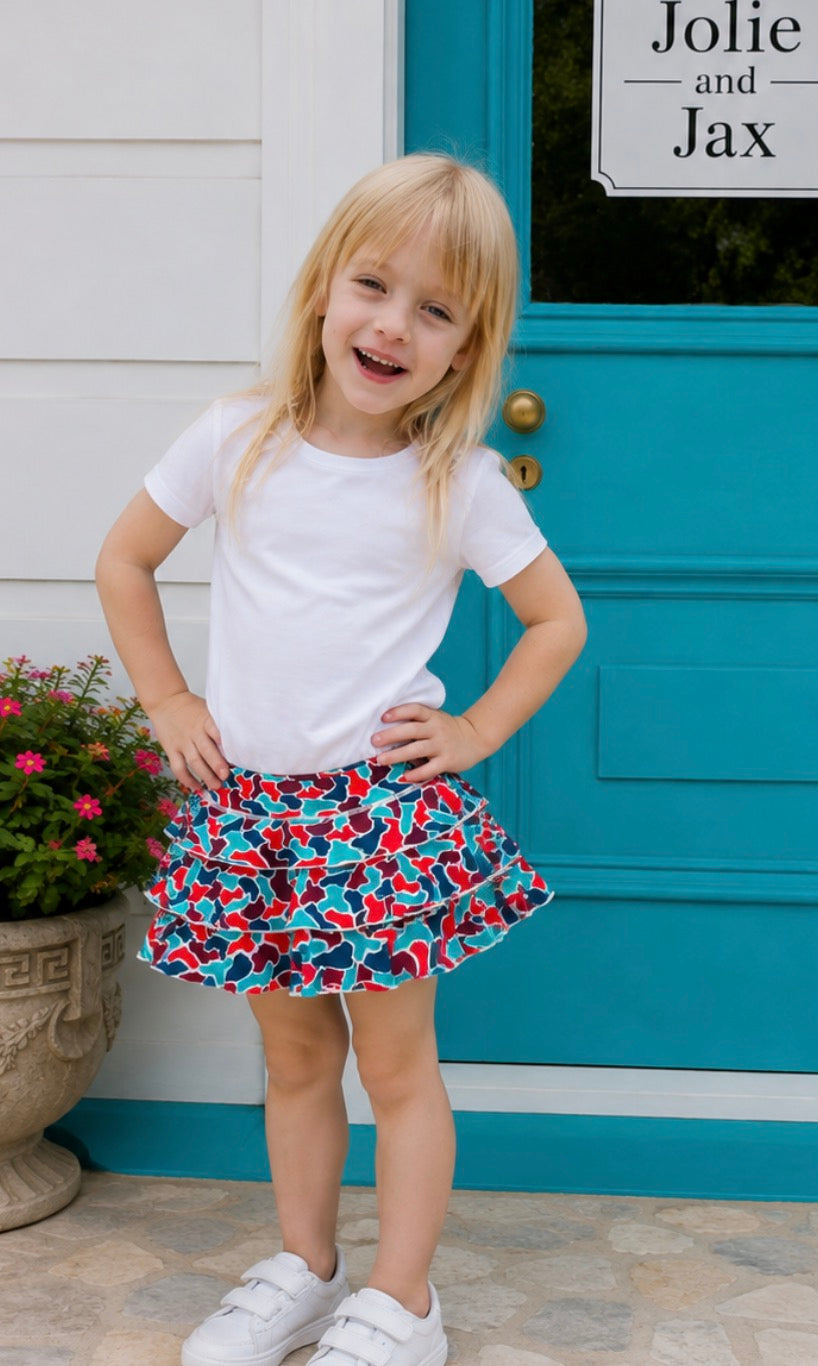 Christmas camo ruffle skort girls louisiana hunting clothes