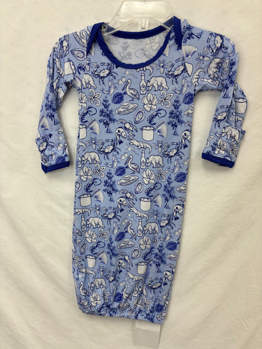 Blue Toile Cajun Baby Gown