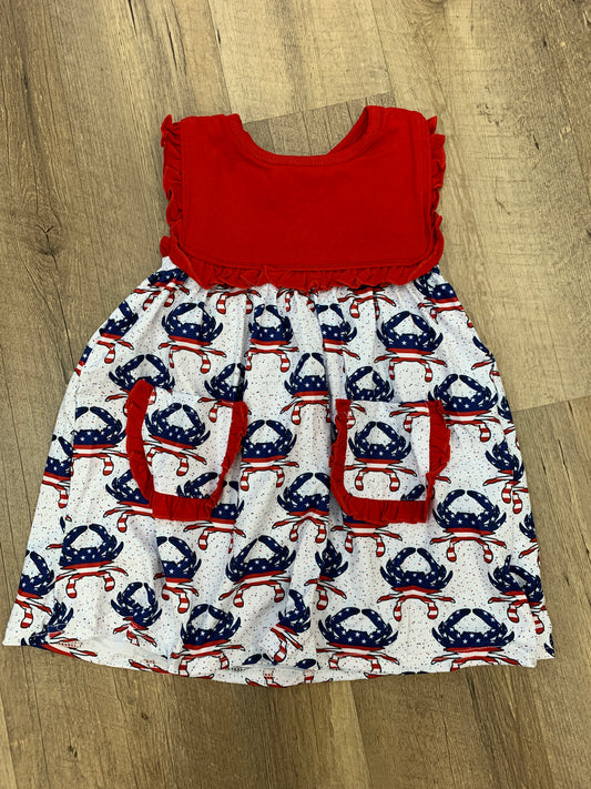 Patriotic Crab Girl’s Dress with Pockets