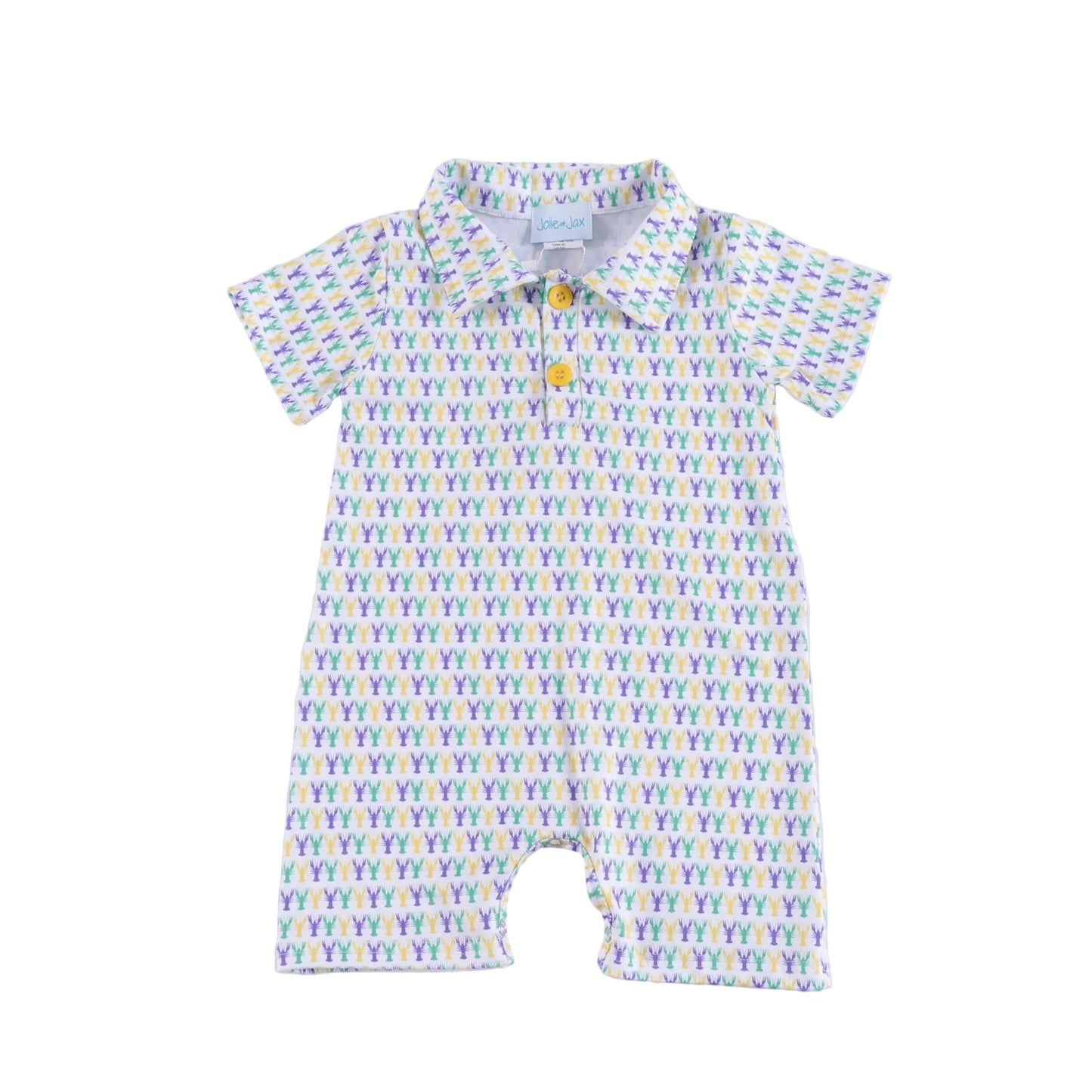 Mardi Gras crawfish polo romper