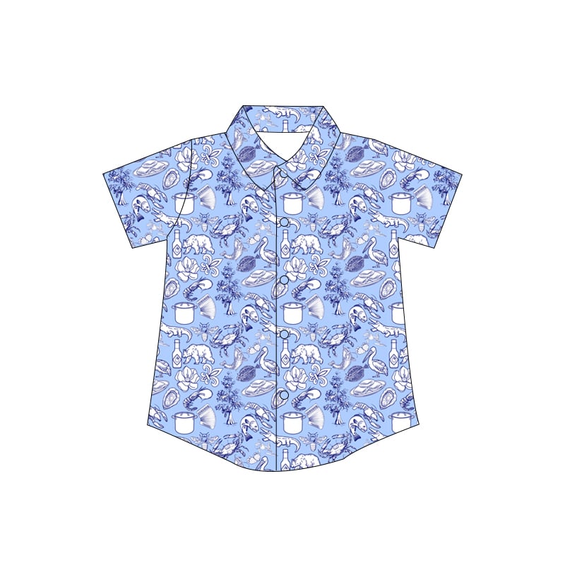 Cajun Toile Button Down kids