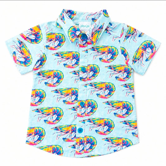 Shrimp Splatter Boys Button Down Shirt