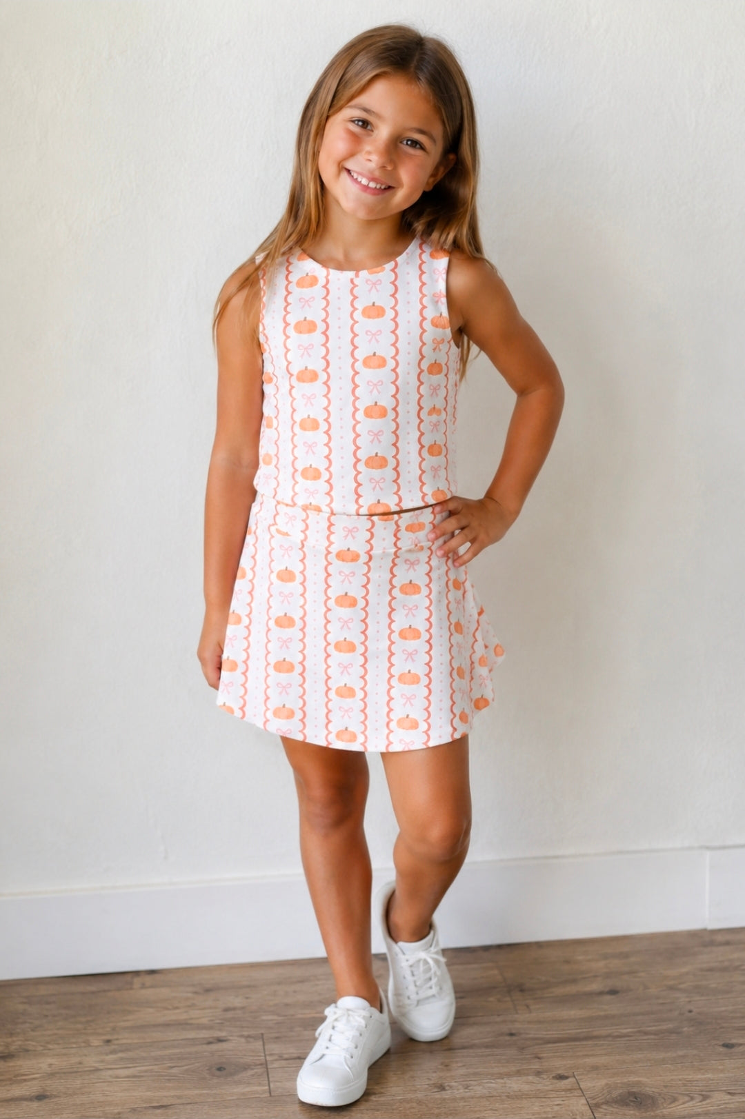 Pumpkin tank and squirt, set girls yoga, Halloween fall harvest