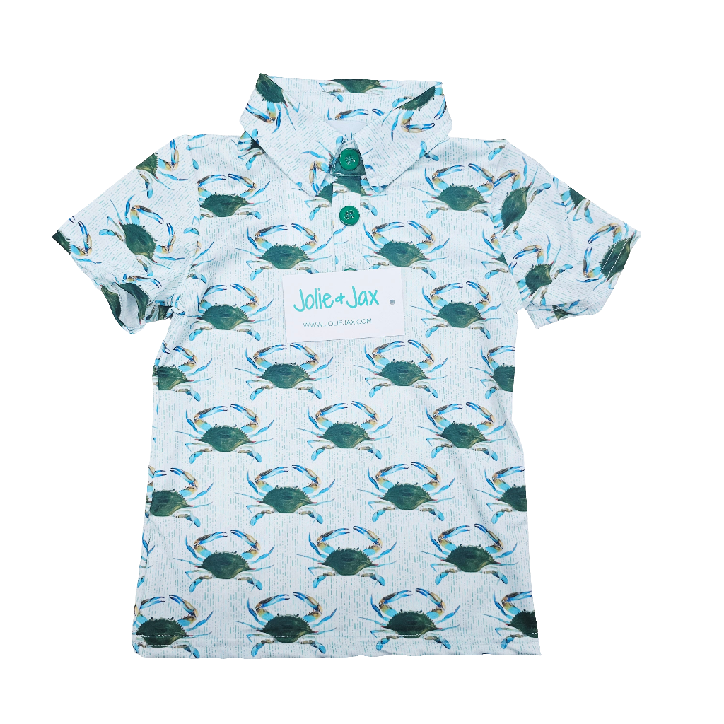 Green crab childrens polo shirt louisiana new orleans