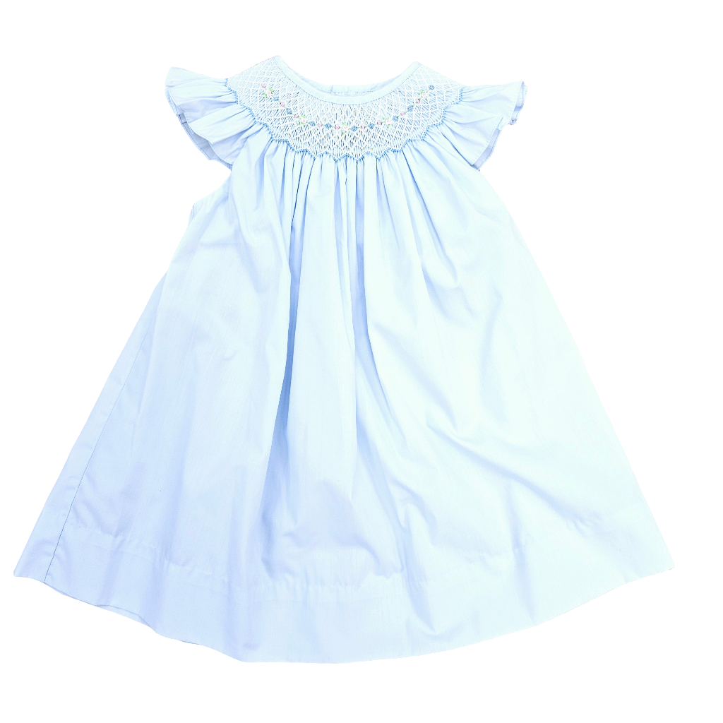 light blue smocked dress little girls children 