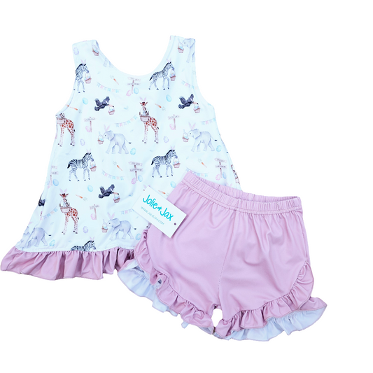 Easter Animal Ruffle Shorts Set