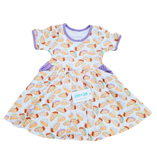 King Cake Splatter Girl's Dress with Pockets