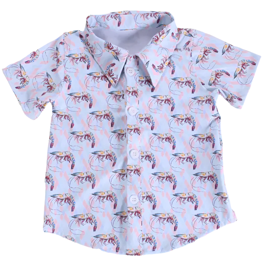 Diamond Shrimp Kids Button Down Shirt