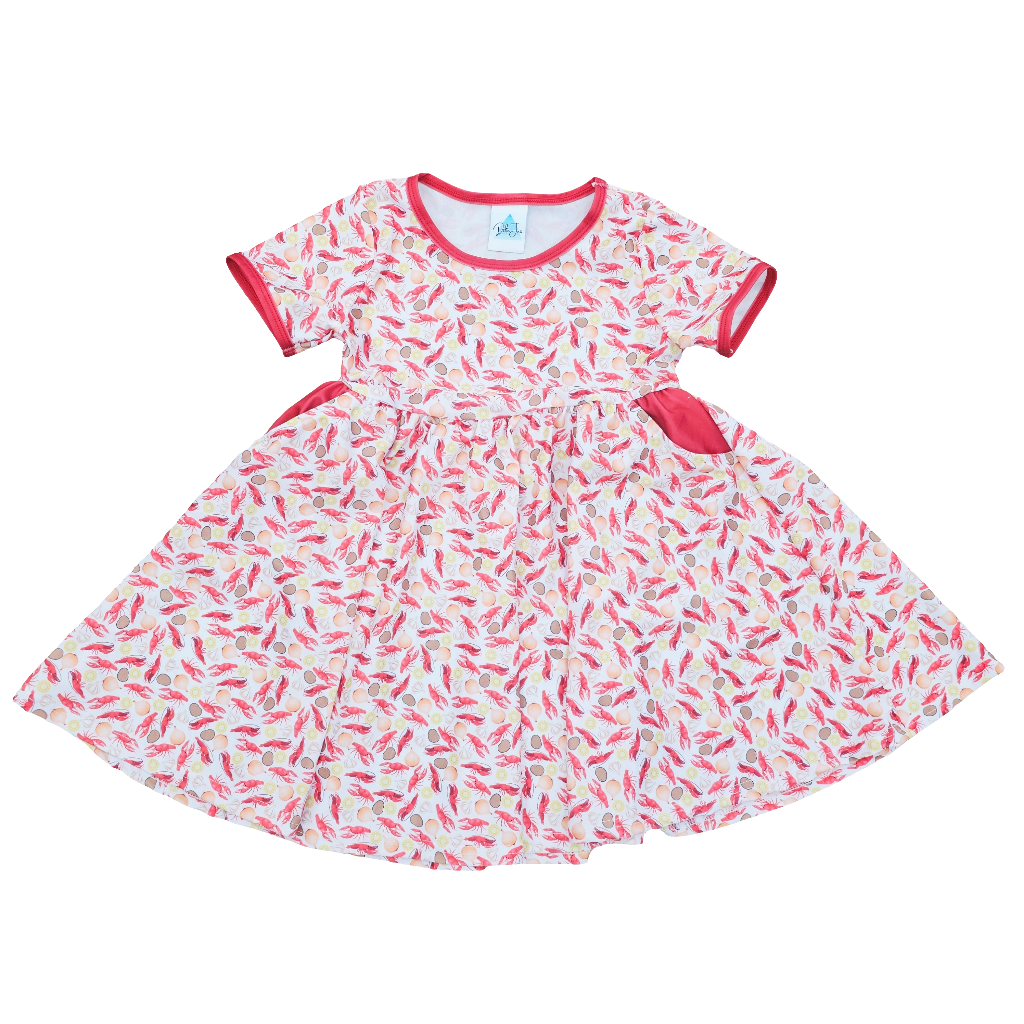 Crawfish Kid's Dress with Pockets