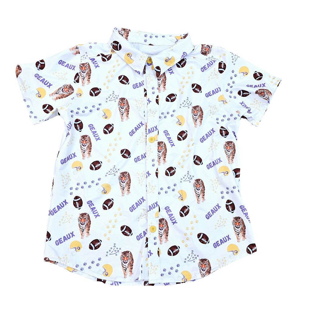 Adult Button Down Tiger Game Day shirt