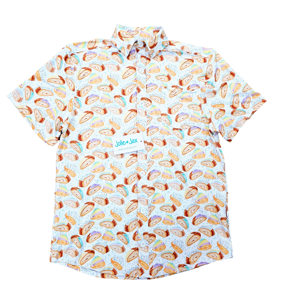 King Cake Splatter Adult Button Down Shirt