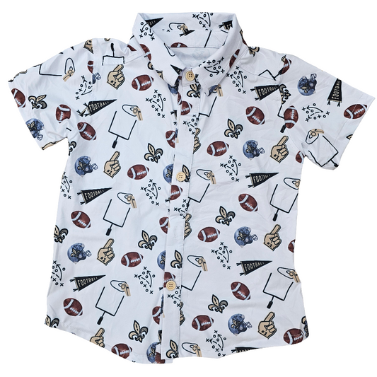 Fleur De Lis Football Button Up Kid's Shirt