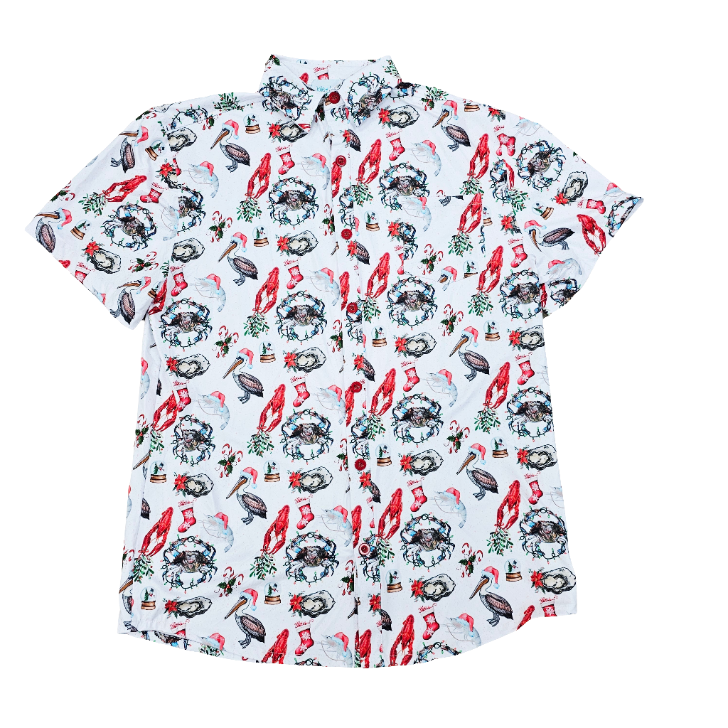 Coastal Christmas men's button up