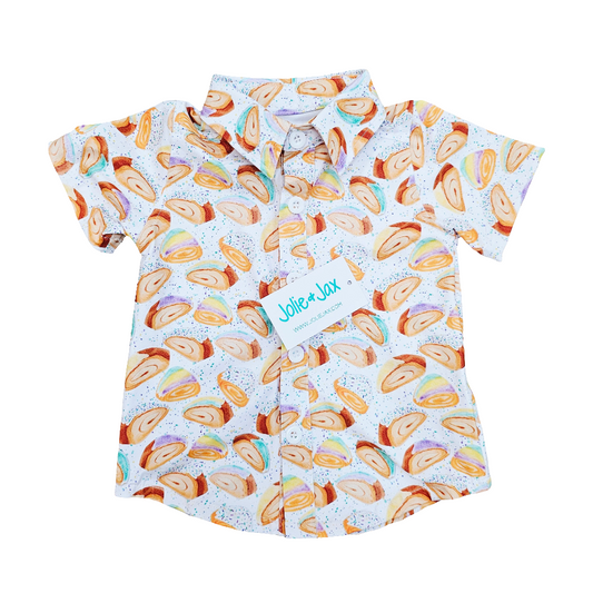 King Cake Splatter Boy's Button Down