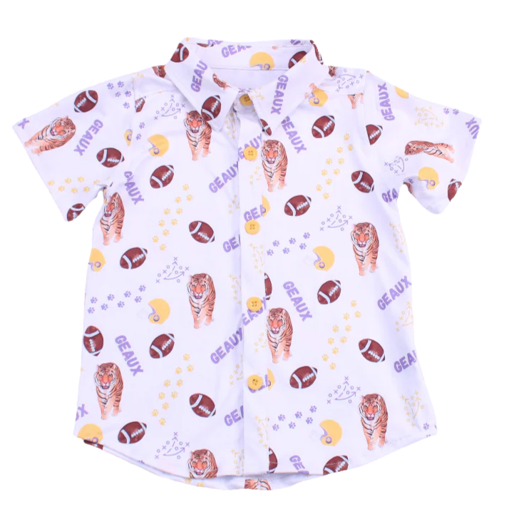 Tiger Game Day Button Up Kid's Shirt