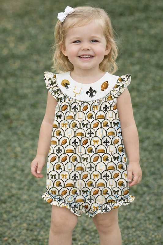Black and Gold Smocked Bubble