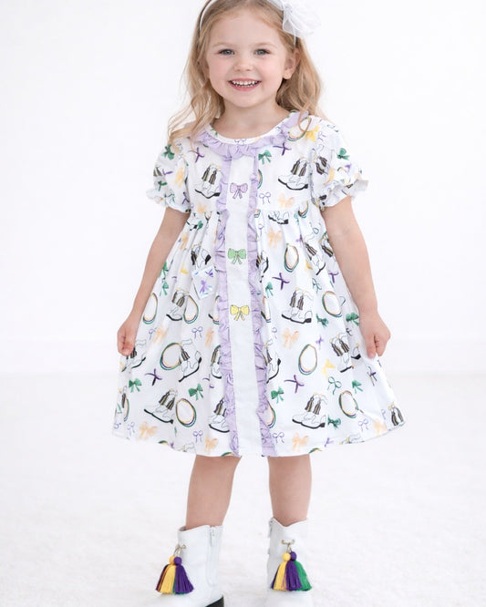 girls boots and bows mardi gras dress