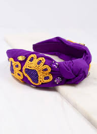 Purple & Yellow Paw Headband
