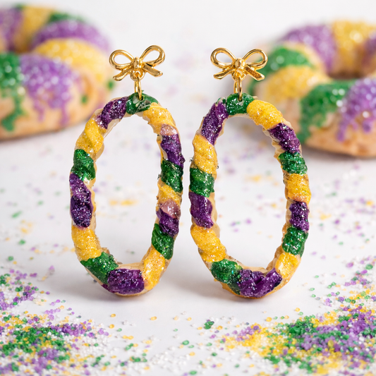 Handmade Clay King Cake Earrings