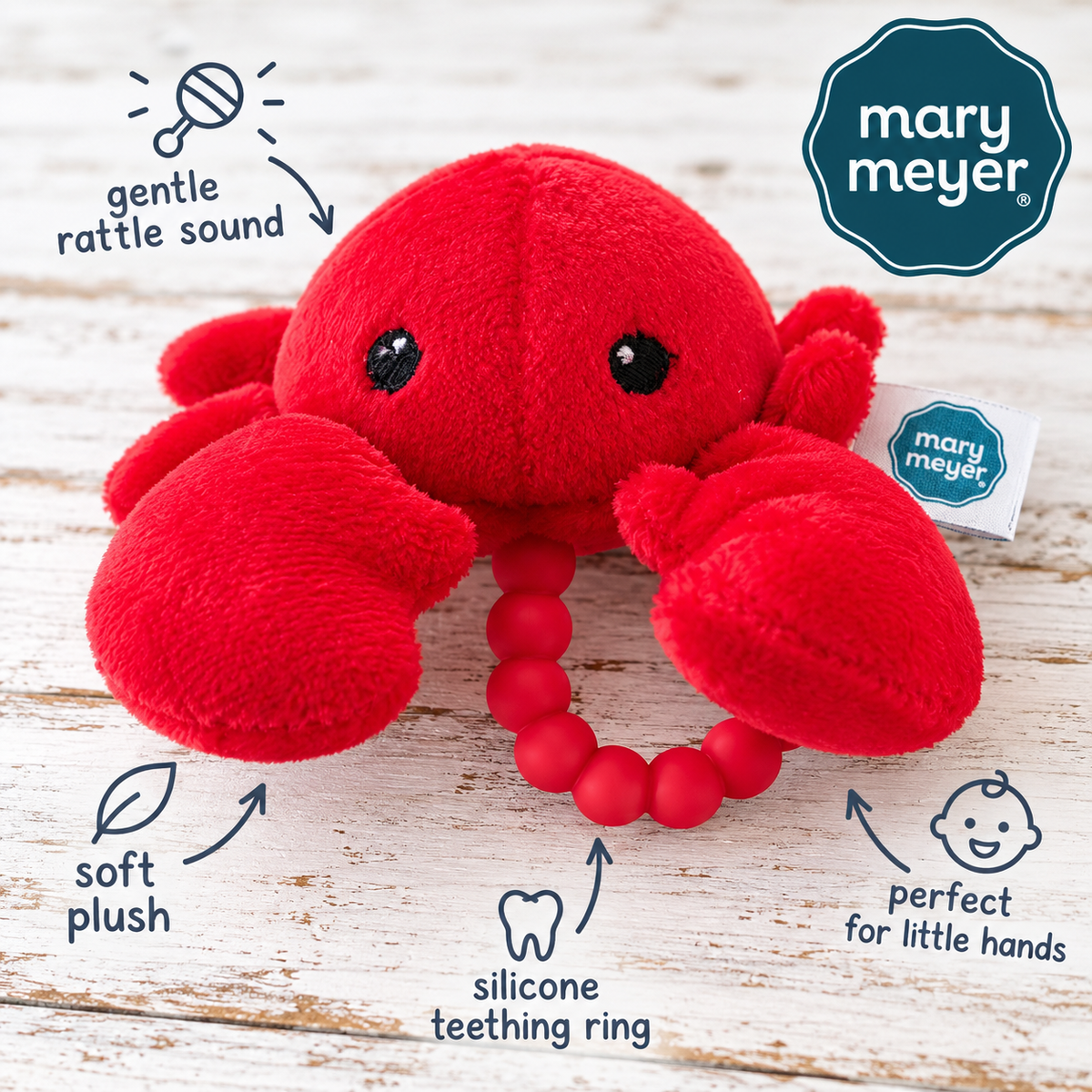 Crawfish Plush Rattle Teether | Mary Meyer Lobby Lobster