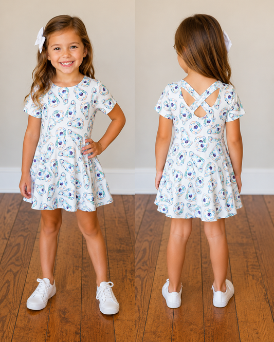 Oyster print athletic yoga dress with short