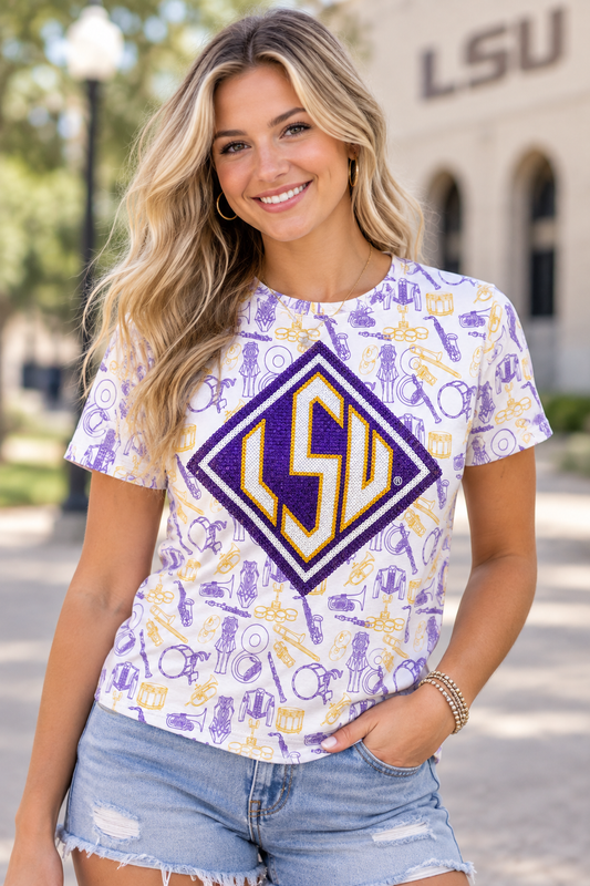 PREORDER - LSU TIGER BAND SEQUIN SHIRT ( OFFICALLY LICENSED)