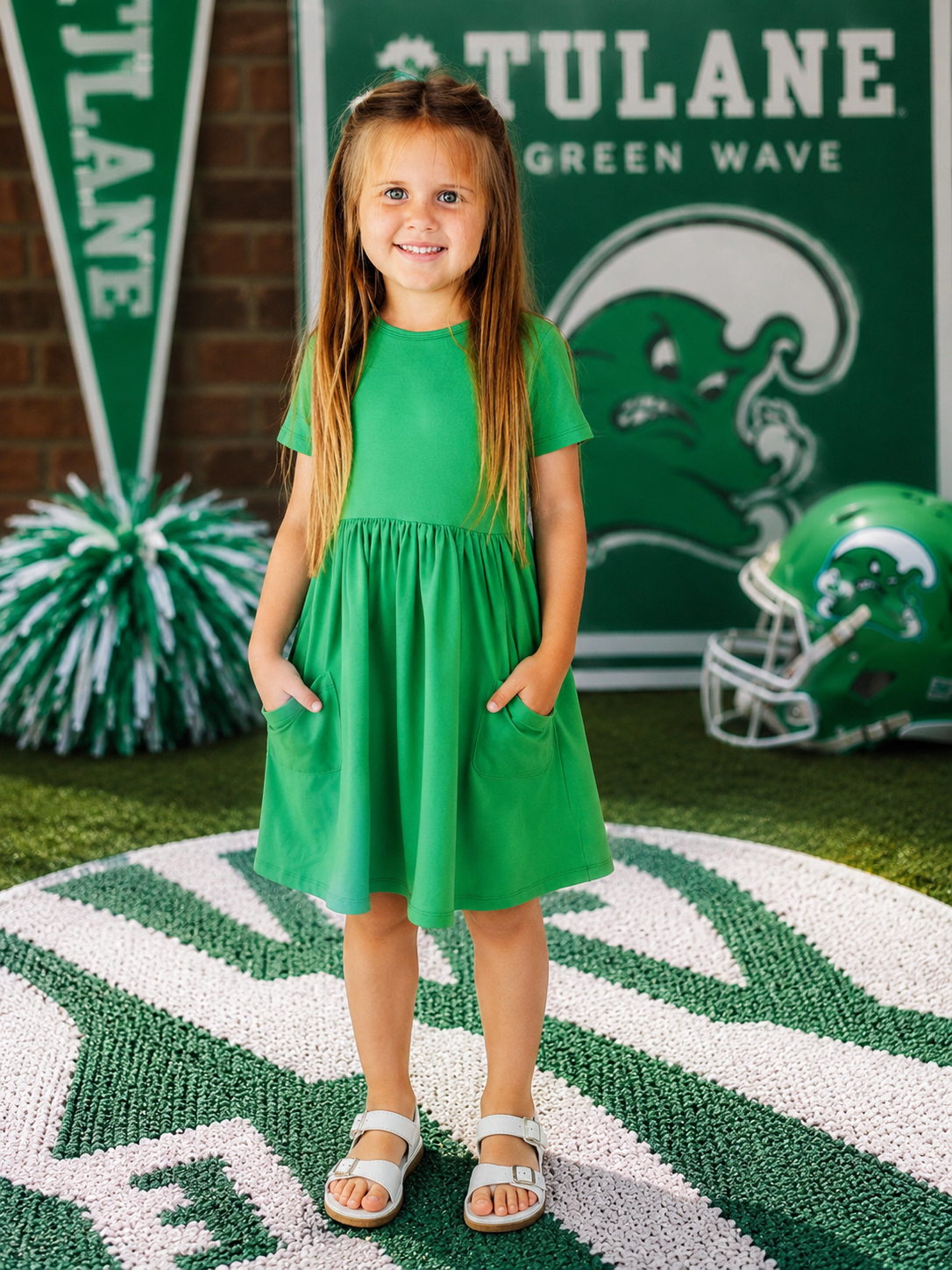 Kelly Green S/S Pocket Twirl Dress