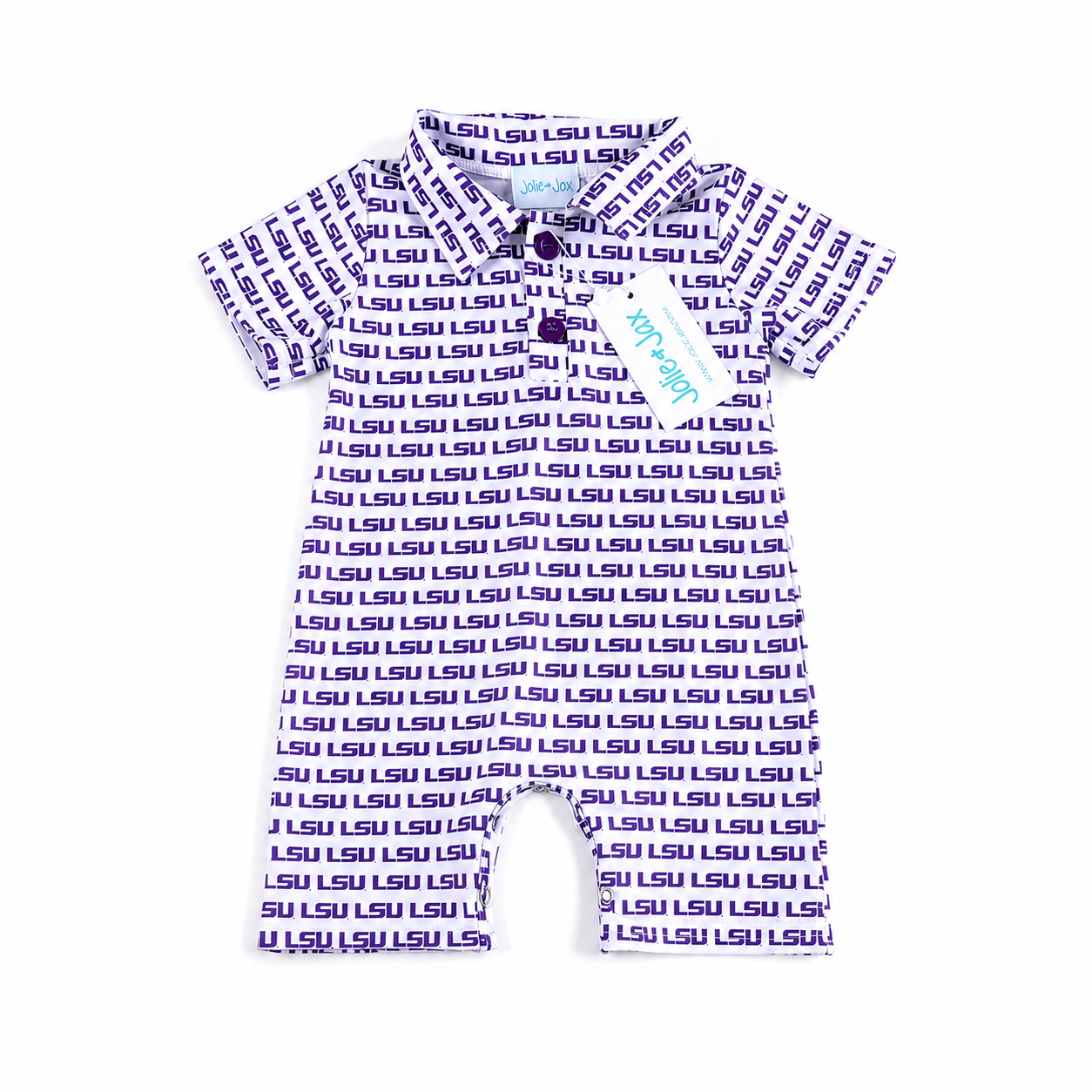 (pre-order) LSU Logo Polo Romper (Officially Licensed)