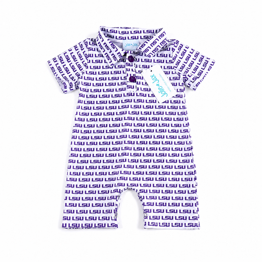 (pre-order) LSU Logo Polo Romper (Officially Licensed)