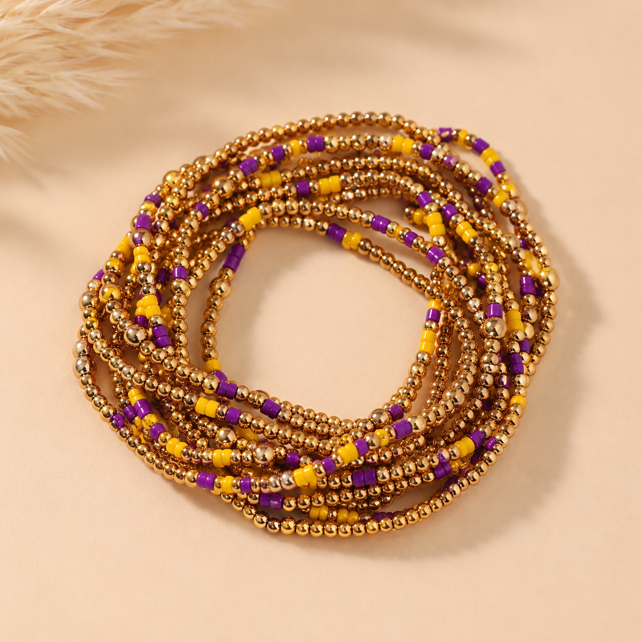 Purple and gold bracelet set