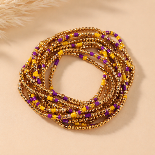 Purple and gold bracelet set