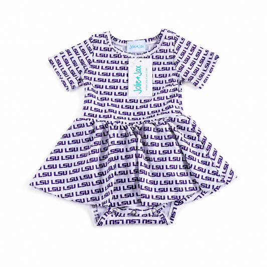 (pre-order) LSU Logo skirted bubble Romper (Officially Licensed)