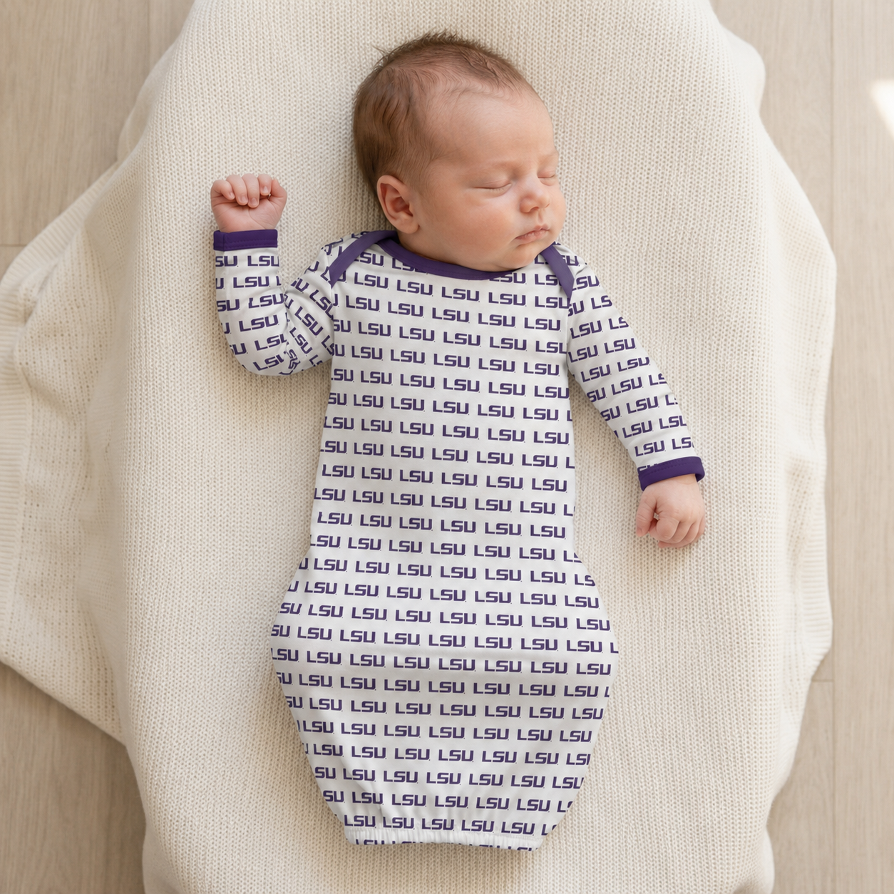 LSU Logo Bamboo Baby Gown (officially licensed)