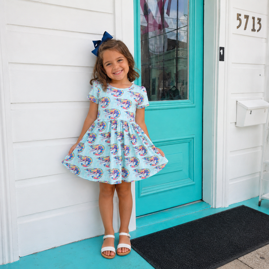 Bright Shrimp Twirl Dress