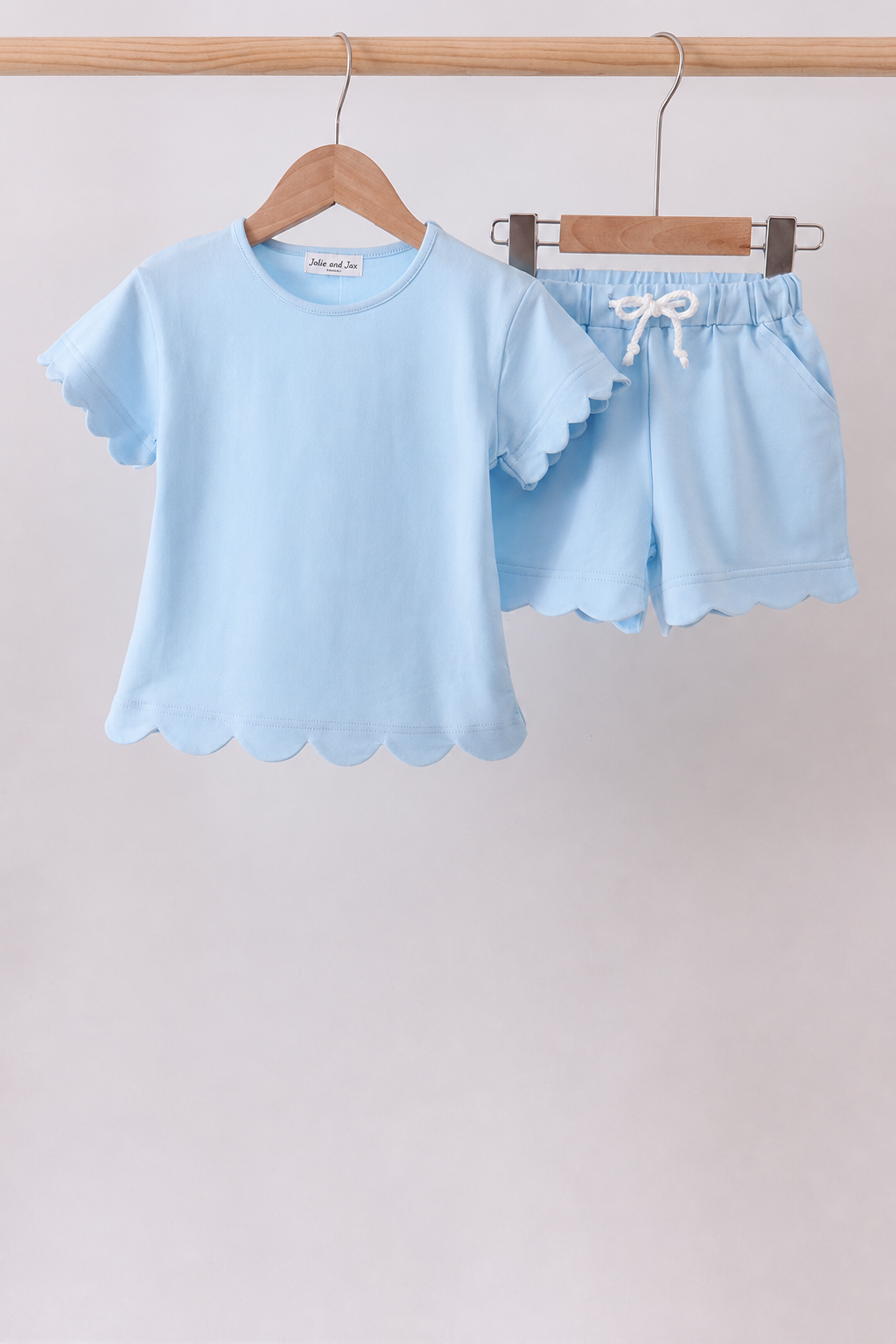 Blue Scalloped Shorts Set