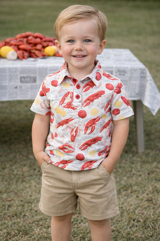 Newspaper Crawfish Kid's Polo Shirt