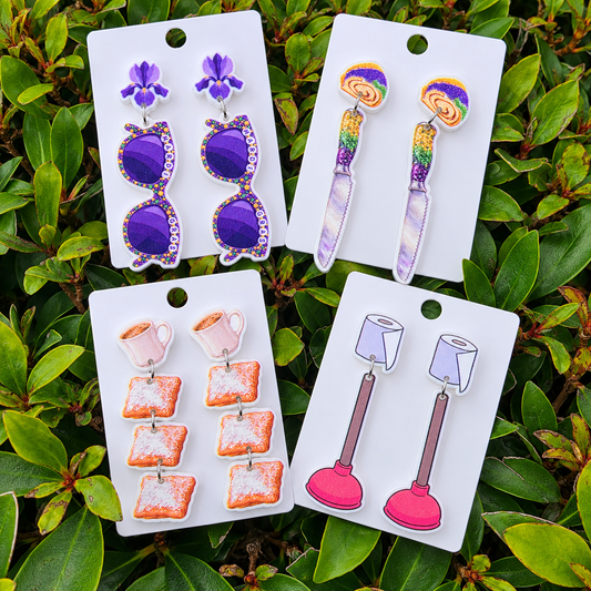 New Orleans & Mardi Gras Statement Earrings