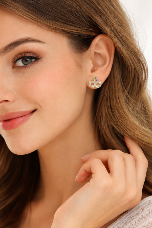 Mardi gras mask stud earrings