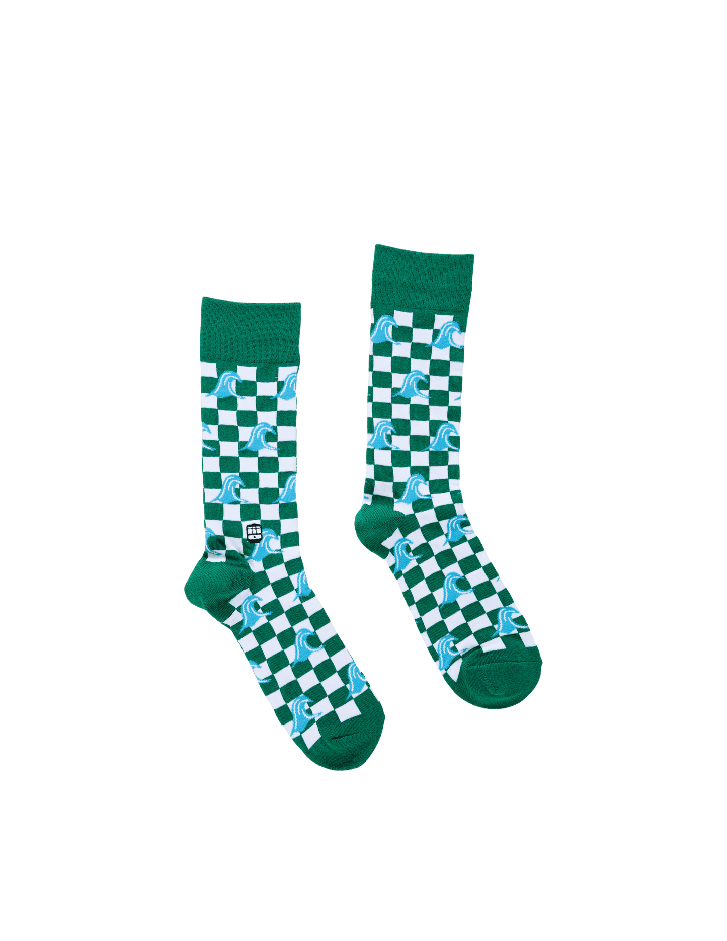 Green Wave Checker Socks