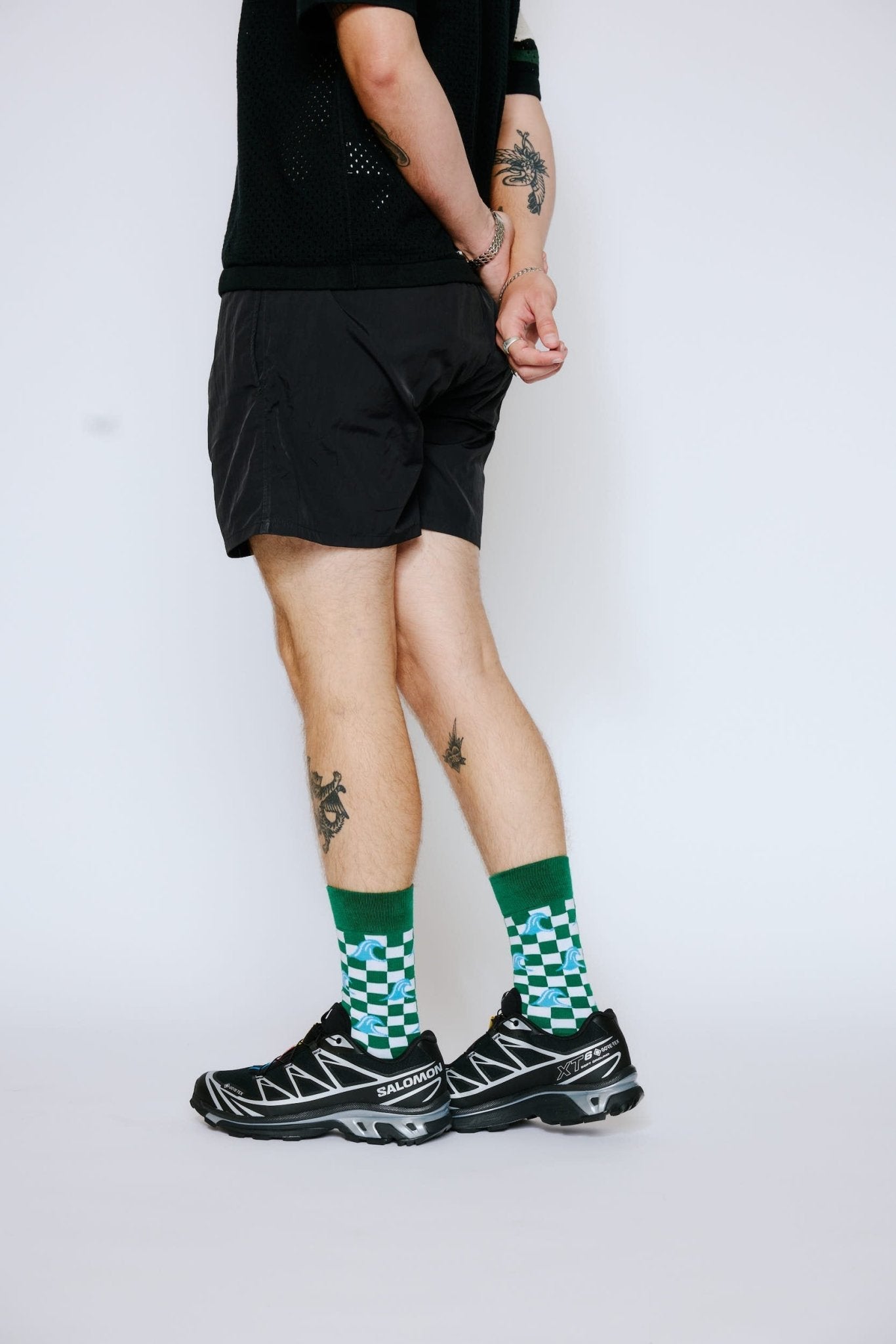 Green Wave Checker Socks