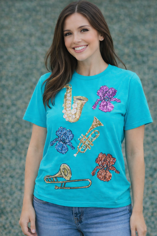 Jazz Iris Sequined Instruments Shirt