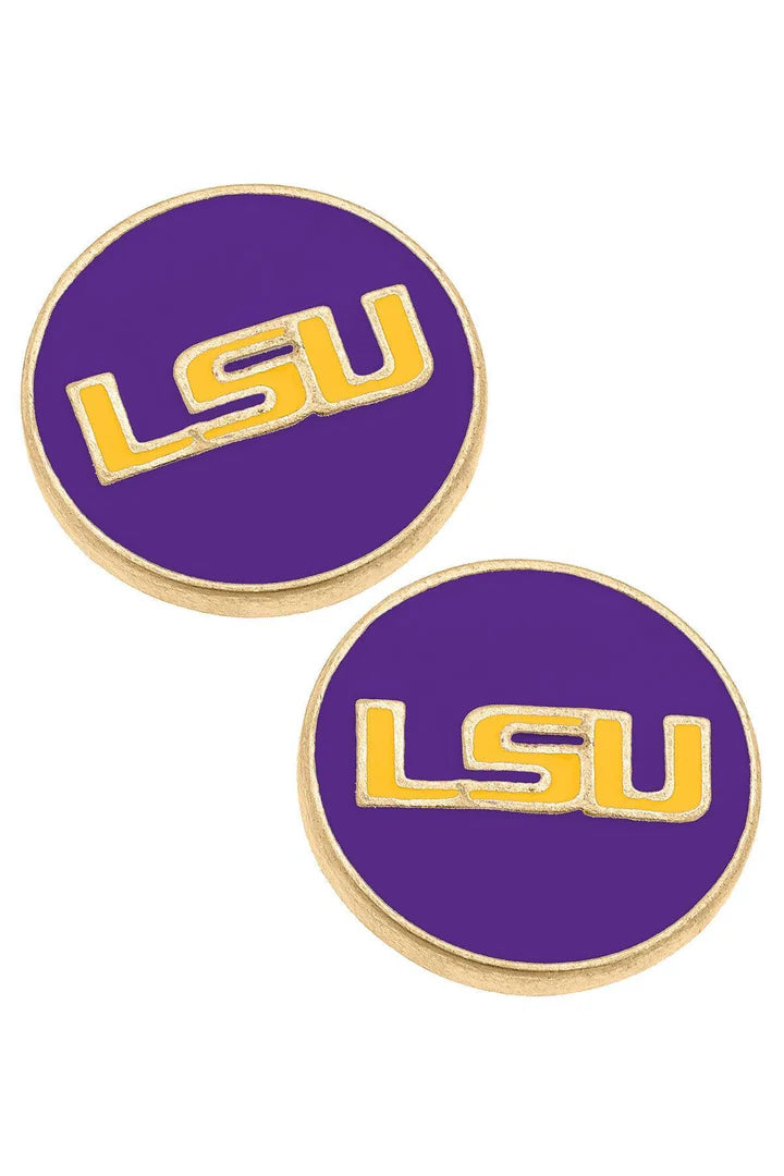 LSU Enamel Stud Earrings (Licensed)
