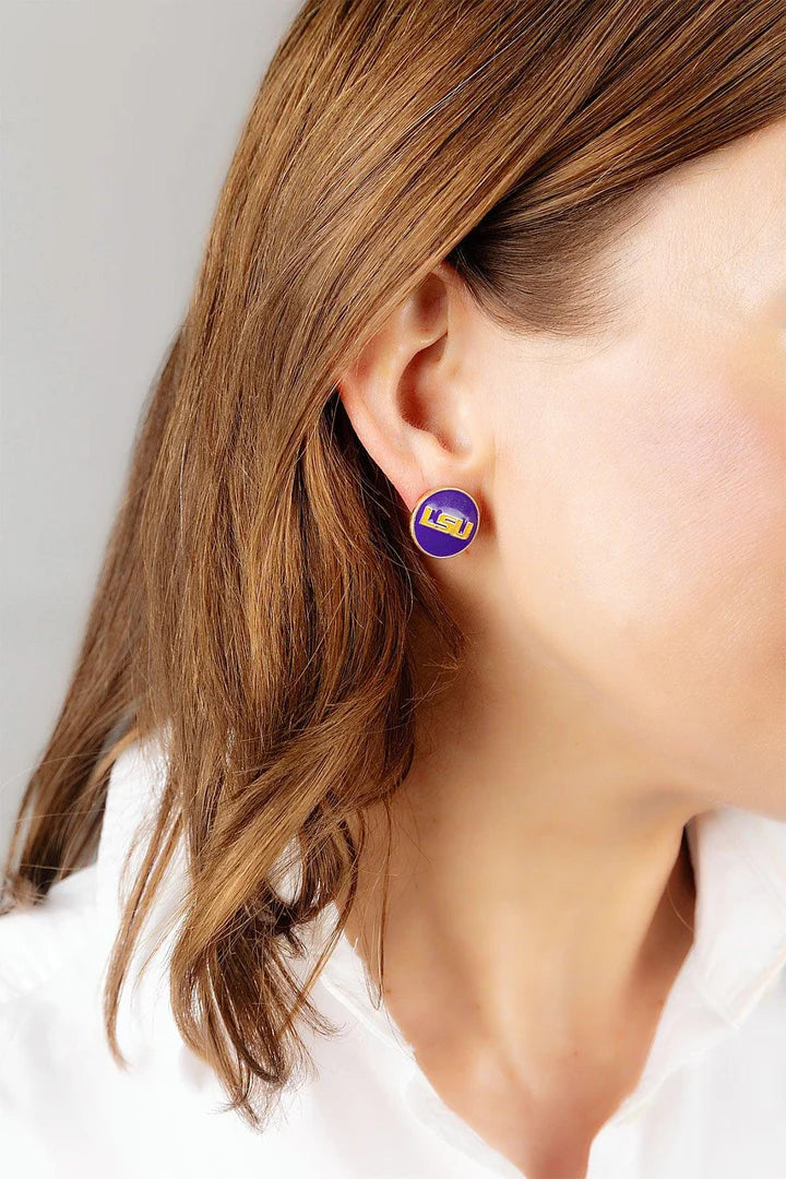 LSU Enamel Stud Earrings (Licensed)