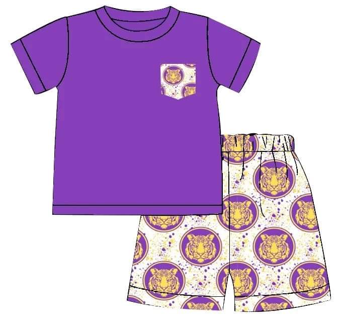 Tiger Splatter Shorts and Shirt 2pc set