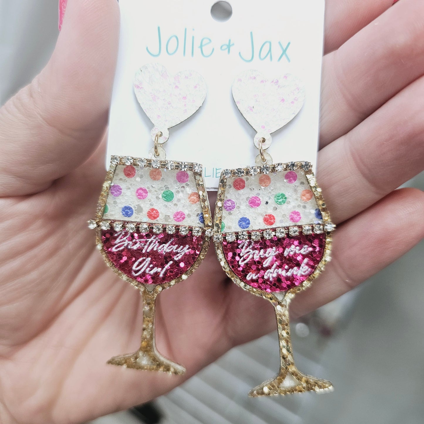 Birthday Wine Glass Hook Earrings