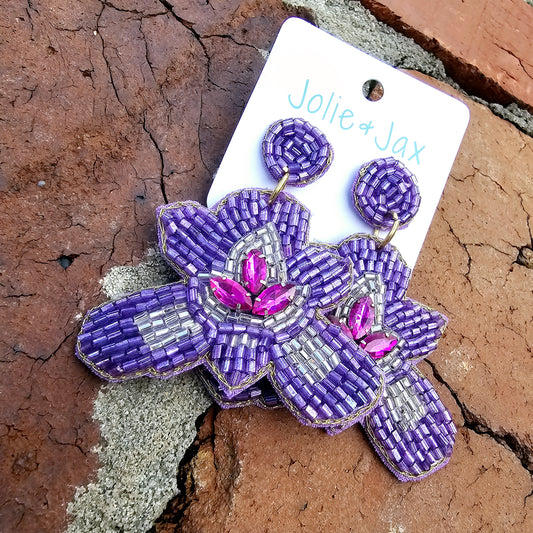 Iris flower beaded earrings