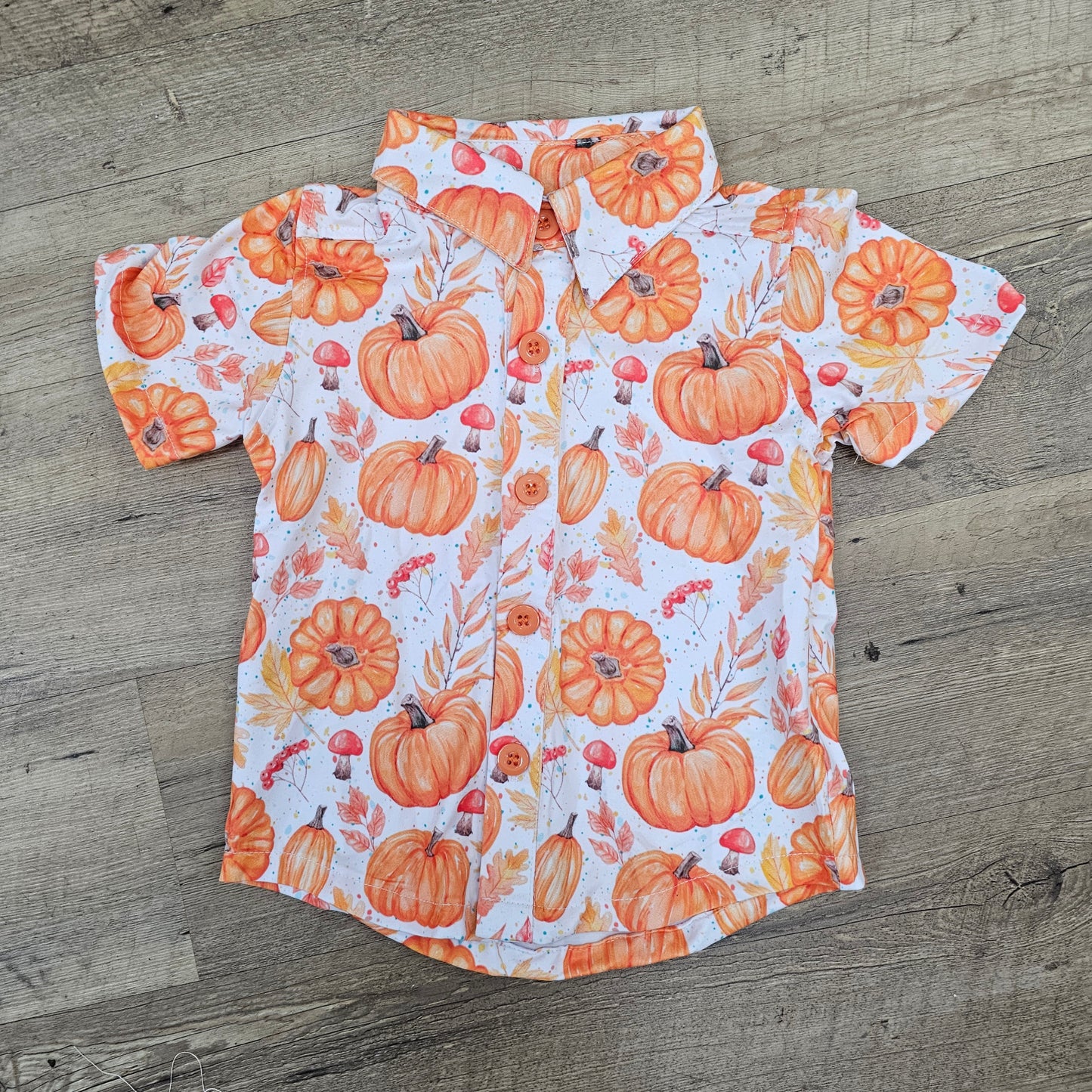 Pumpkin Splatter Button Down kids